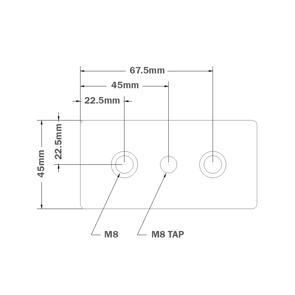 32-4590M10S-1SS MODULAR SOLUTIONS MOUNTING PLATE 45 X 90 M10 THREADED THRU HOLE